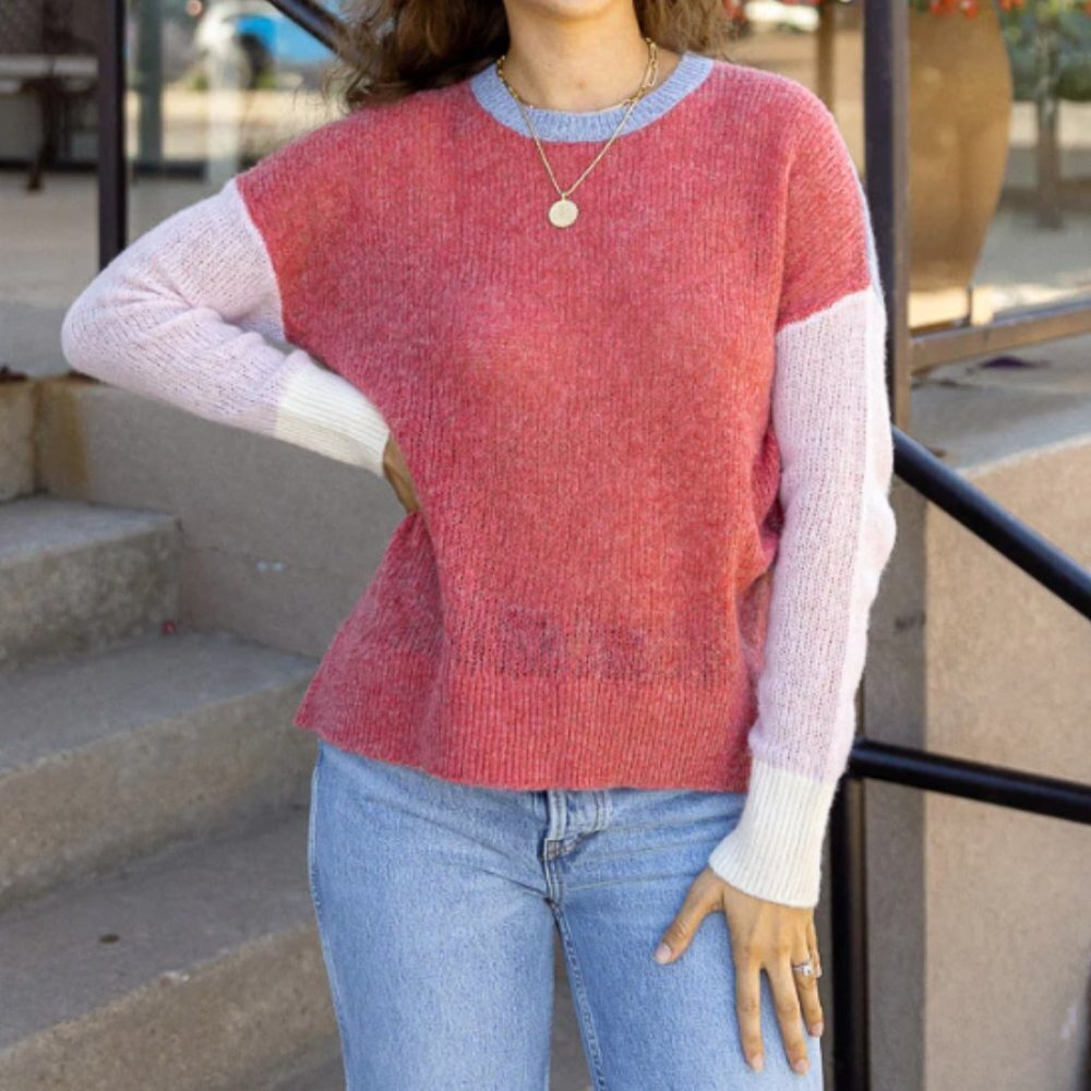 Sundry Colorblock Cashmere Blend Sweater